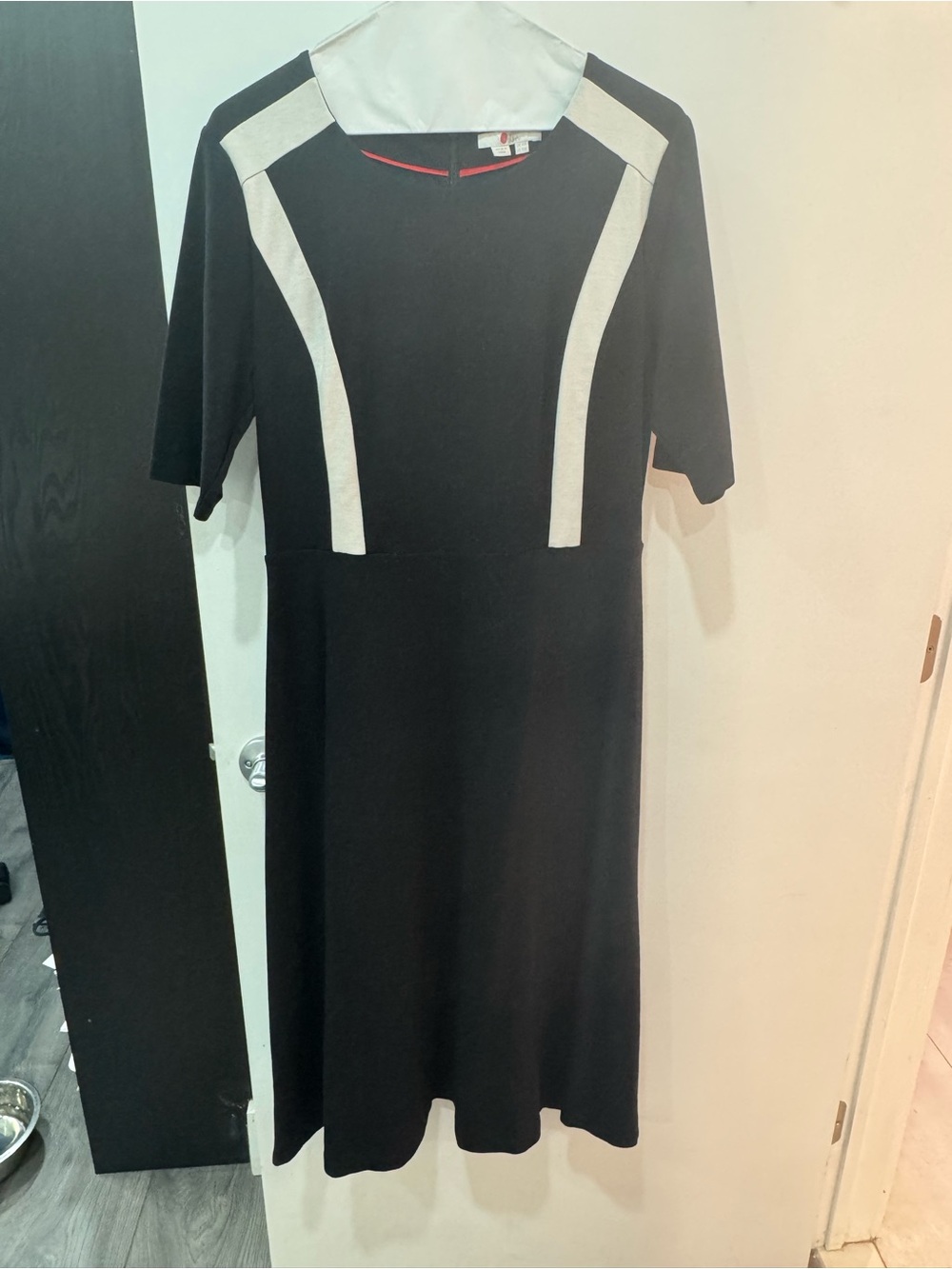 Boden Classic Black Dress with White Contrast Panels